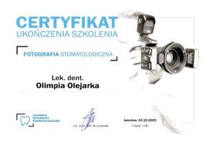 Olimpia Olejarka - certyfikat 2022